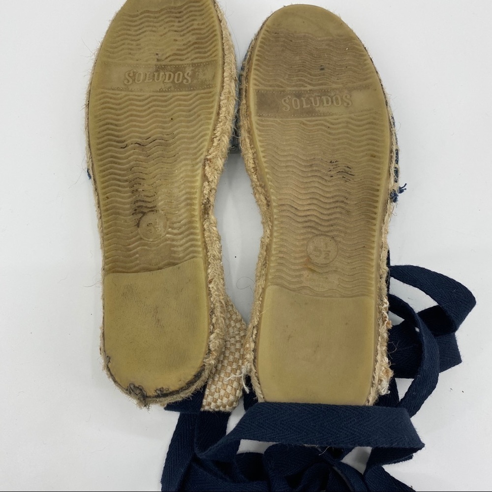 Denim Patchwork Soludos Ankle Wrap Espadrille 5.5 - image 6